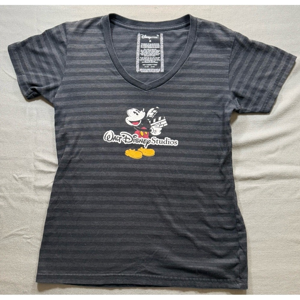 Disney Store Mickey Walt Disney Studios Striped T-Shirt Size Medium - Picture 2 of 3